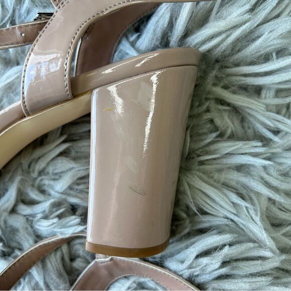 Nordstrom Abound Steph nude patent block heel sandals women’s shoe size 12 - Picture 11 of 11